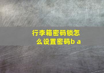 行李箱密码锁怎么设置密码b a